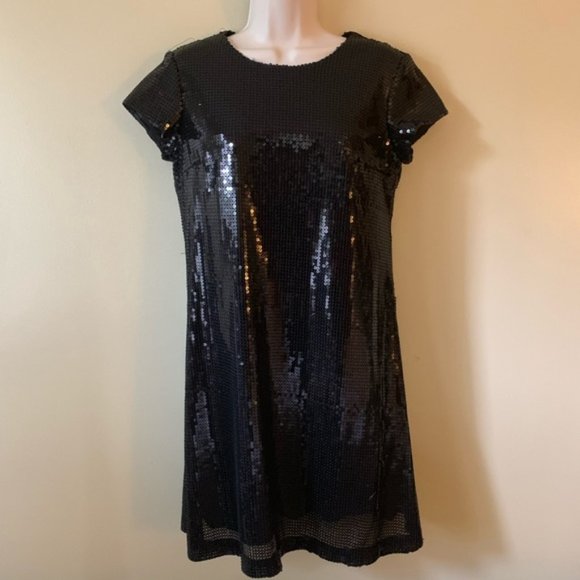 Like new, Nicole Miller Black Sequin Dress - Picture 2 of 3